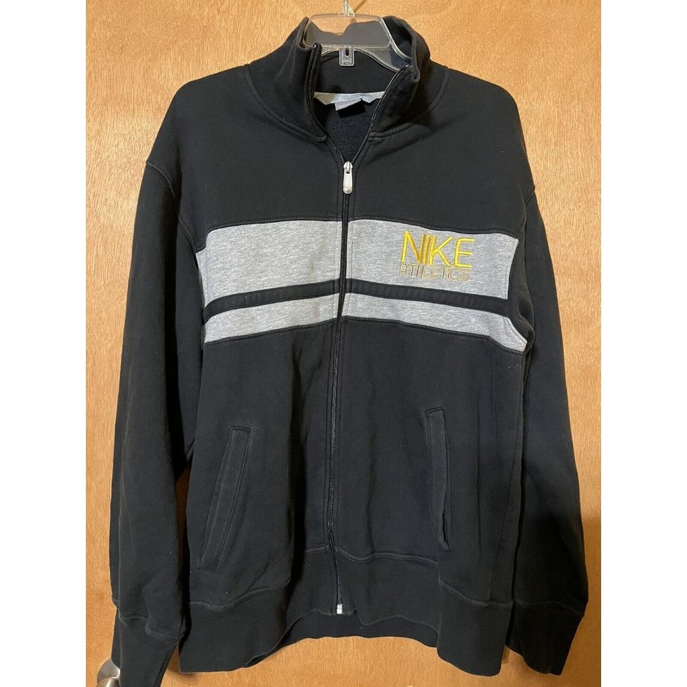 Nike Full Zip Collared Sweater Jacket Black Gray Yellow Size Mens L